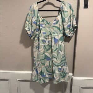 Nine West Green and Blue Patterned Dress